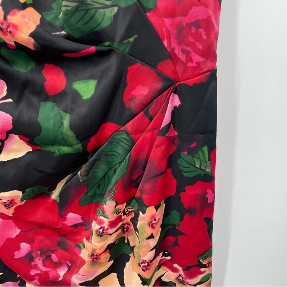 Talbots Sheath Dress Size 12 Floral Satin Watercolor Sleeveless - Picture 4 of 11